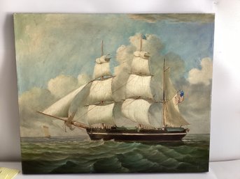 'Ship At Sea' Signed  D. Tayler Oil On Canvas