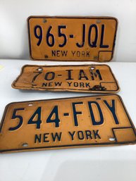 3 Vintage NY License Plates
