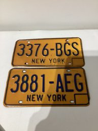 2 Vintage NY License Plates
