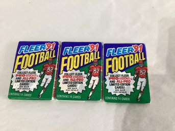 Unopened Vintage 1991 Fleer Football Wax Packs