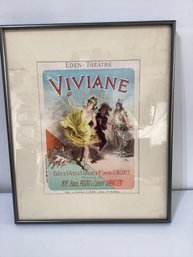 Vintage French Lithograph Poster Advertising The 1886 Ballet 'Viviane' At The Eden-Thtre In Paris