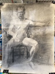 Pastel Of Seated Male Figure Unsigned