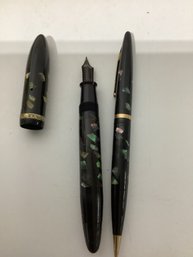 Sheaffer Balance Fountain Pen And Pencil Set In The 'Ebonized Pearl' Finish