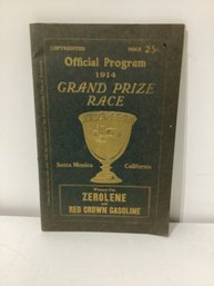 Vintage Official Program For The 1914 Grand Prize Race Held In Santa Monica, California