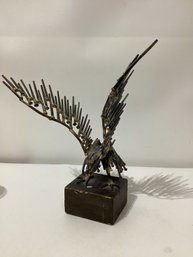 Vintage Brutalist Metal Sculpture Of Bird