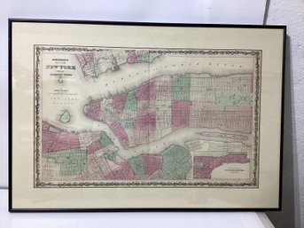 Hand-colored Map Entitled 'Johnson's Map Of New York And The Adjacent Cities'