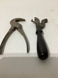 Late 1890s Can / Bottle Opener COLUMBIA AC Co & Nutbuster' Parrot Nose Pliers