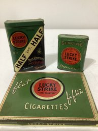 Vintage Lucky Strike Tobacco And Cigarette Tins 1930's