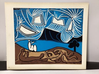 Bacchanale ( Couple Et Fltistes Au Bord D'un Lac Or Bacchanal With Pair Of Lovers) Picasso Book-plate