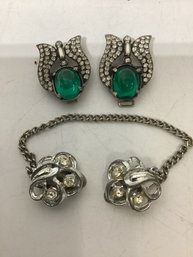 Vintage Dress Clips And Linked Cardigan Clips