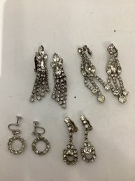 Vintage Costume Jewelry Earrings, Specifically Rhinestone Chandelier And Dangle Styles