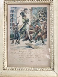 Illustration Of Bob Cratchit And Tiny Tim  By Charles Dickens, Signed By The Artist Everett Shinn 1949