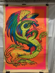 1968 Blacklight Poster Titled 'Dragon' By Leroy Olsen Artko Studios
