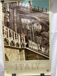 1960s ENIT Travel Poster Featuring A Photographic View Of The Milan Cathedral (Duomo Di Milano) In Italy