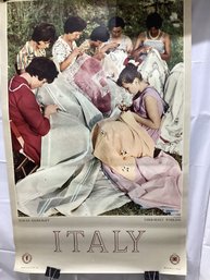 Vintage Italian Travel Poster Promoting 'Tuscan Handcraft' Embroidery Workers