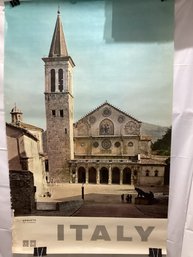 Intage Travel Poster Of The Cathedral Of Santa Maria Assunta In Spoleto, Italy