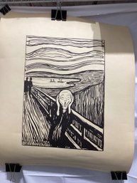 Black-and-white Lithograph Reproduction Of Edvard Munch's 'the Scream'