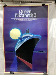 Vintage QE2 Cunard Cruise Liner Poster Print