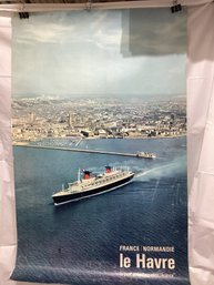 1964 Original Travel Poster Normandie Le Havre Le Port Et Le Paquebot 'France' 1964