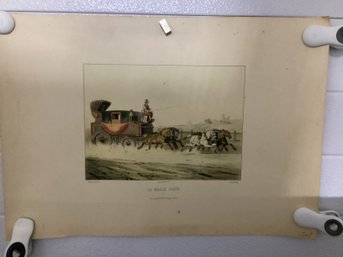 19th-century Colored Engraving Titled 'The Mail Coach' (La Malle Poste) After The Artist F. Fort