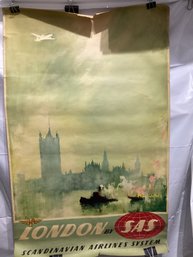 Travel Poster Titled 'London By SAS' Created By Danish Artist Otto Nielsen In The Late 1950s Or Early 1960s