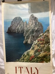 Vintage Travel Poster The Faraglioni Rock Formations Off The Coast Of Capri, Italy
