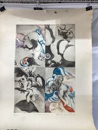 Art Print Titled 'Les Phases De La Lune' Signed Virgil Nevjestic 38/70