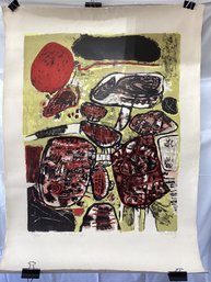 Limited Edition Color Lithograph  'Le Soleil Rouge' (The Red Sun)  1963  Artist  Guillaume Corneille 42/200