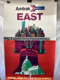 Authentic Vintage Amtrak 'EAST' Travel Poster Designed By Artist David Klein Around 1973