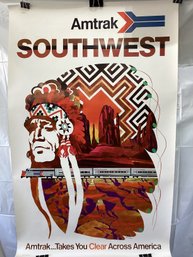 Vintage 1970s Advertising Poster Titled 'Amtrak Southwest', Designed By Artist David Klein
