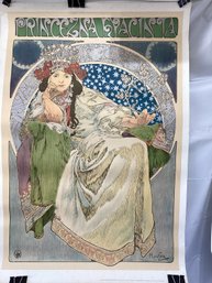 Vintage Art Nouveau Poster Titled 'Princezna Hyacinta' (Princess Hyacinth) Artist Alphonse Mucha