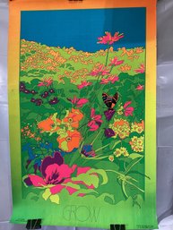 Vintage 'GROW' Blacklight Poster Created By Artist Linda Brewer For The Third Eye, Inc. In 1970