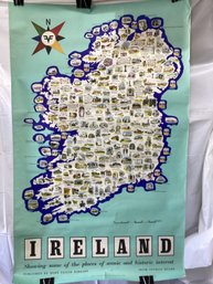 Vintage Poster Of A Historic Map : Ireland Showing Some Of The Places Of Scenic And Historic Interest, 1958