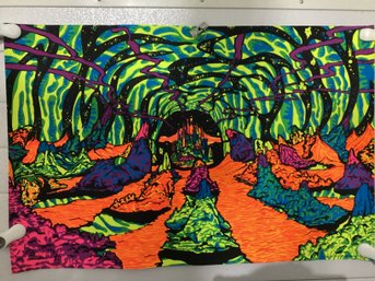 1970's Black Light Poster Titled '2000 Light Years From Home' Or 'Pevelandra' By Artist Michael Rhodes