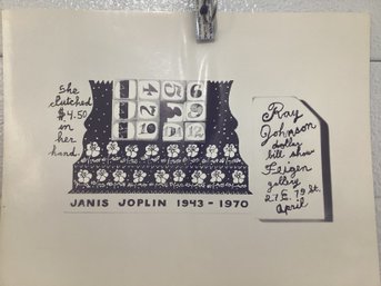 Ray Johnson Announcing A 'dollar Bill Show' At The Feigen Gallery In Memory Of Janis Joplin