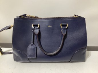 Lauren Ralph Lauren Double Zip Leather Satchel Featuring Gold-tone Hardware