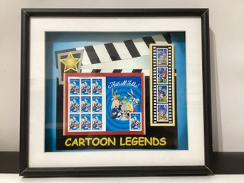 Framed Looney Tunes Cartoon Legends Postage Stamps, Thats All Folks