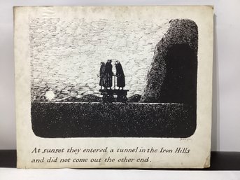 Edward Gorey Print On Board 'The Willowdale Handcar: Or, The Return Of The Black Doll' Signed