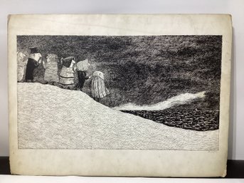 Edward Gorey #16 On The Coast Print On Board Signed