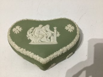 Wedgwood Sage Green Jasperware Heart-Shaped Trinket Box