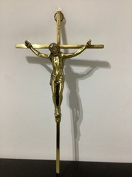 Vintage Brass Metal Crucifix Cross Jesus Christ INRI Religious Wall Hanging