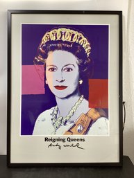 1986 Exhibition Poster For Art Expo Denmark- Andy Warhol's Iconic Pop Art Portrait Of Queen Elizabeth II