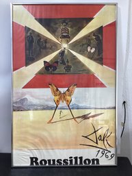 Vintage 1969 Poster Designed By Surrealist Artist Salvador Dal Titled Roussillon