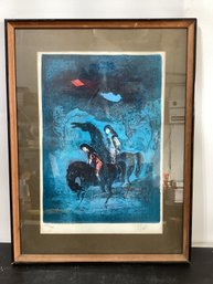 Lithograph Titled 'Chevaux Et Cavalires La Nuit' (Horses And Riders At Night)  Signed Hoi (lebadang) 151/?