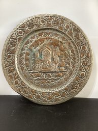 Large Tinned Copper Wall Plate  See Photos For Condition