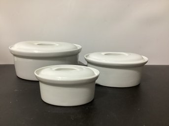 Apilco France Classic Whiteware Oval Covered Casserole Set