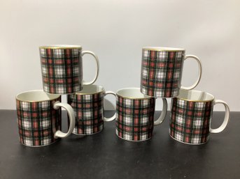 6 Ralph Lauren  Stewart Tartan Pattern Mugs