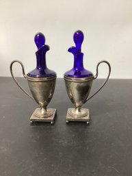 OIL And VINEGAR BOTTLE, Nickel Silver And Glass, WMF, Early 20th Century.