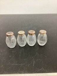 Four Vintage Christofle Silver And Crystal Salt And Pepper Shakers