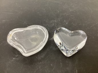Tiffany & Co. Elsa Peretti Crystal Heart-Shaped Trinket Box & Glass Heart Paperweight